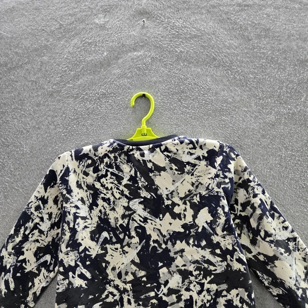 Nike Girl Sweatshirt L Blue Camouflage Cropped Fleece Swoosh‎ Logo Pullover